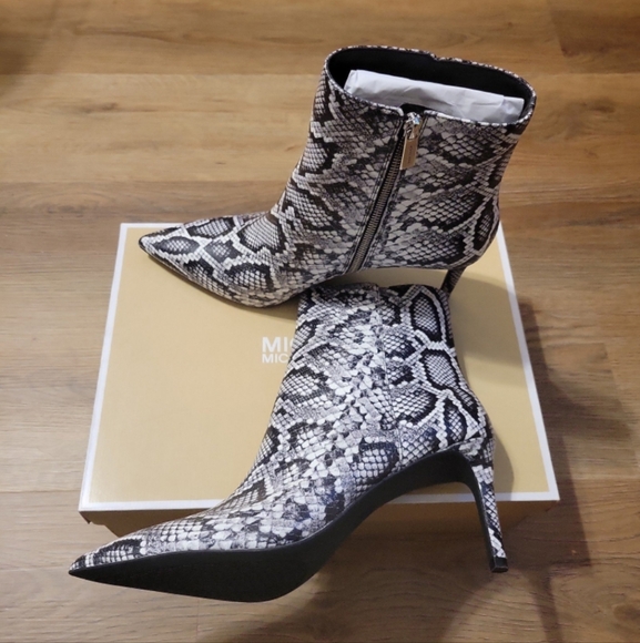 Michael Kors Alina Flex Snake Embossed Leather Side Zip Ankle Booties - Picture 11 of 12